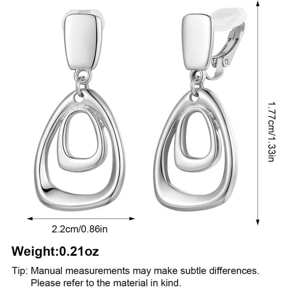 Silver Clip On Drop B Clip Earrings Women Non Piercing Dangle Fashion Jewelry - Picture 6 of 6
